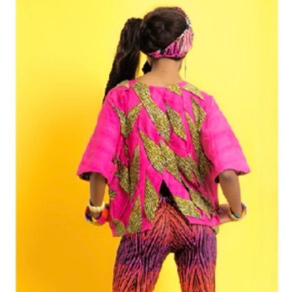 Pink Colorblock African Print Jacket - Picture 2 of 4
